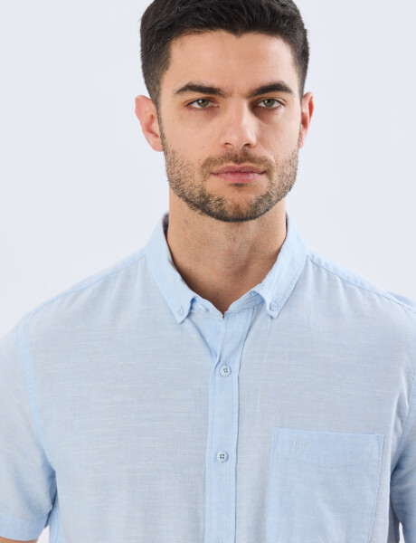 CAMISA LISA DE LINO Celeste