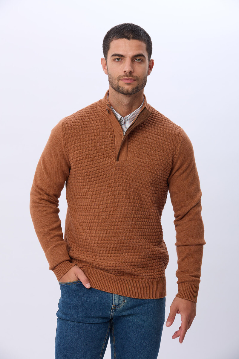 BUZO TEJIDO TEXTURADO - TERRACOTA 