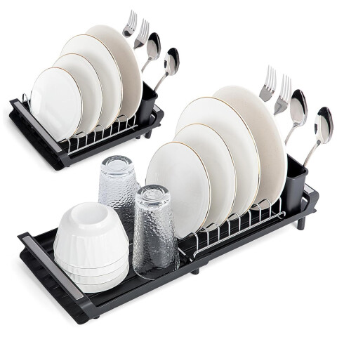 Mini Escurridor Extensible Seca Platos Vasos Cubiertos Variante Color Negro