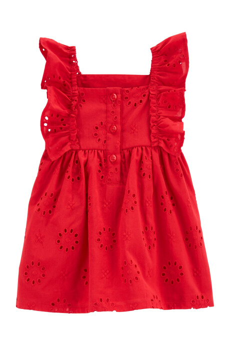 Vestido de algodón, con ojales, rojo Sin color