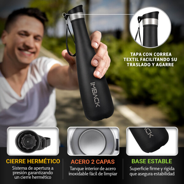Termo Botella Termica 750 Ml Imback 20 Hs Frio 17 Hs Calor Con Correa Acero Inoxidable Tapa Boton Imback Negro Termo Botella Termica 750 Ml Imback 20 Hs Frio 17 Hs Calor Con Correa Acero Inoxidable Tapa Boton Imback Negro
