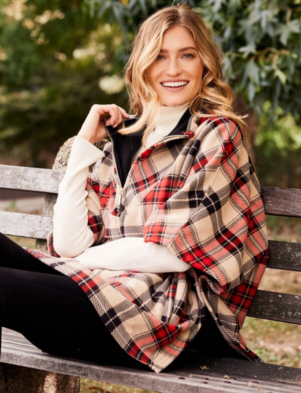 Poncho Zip MULTI/ROJO