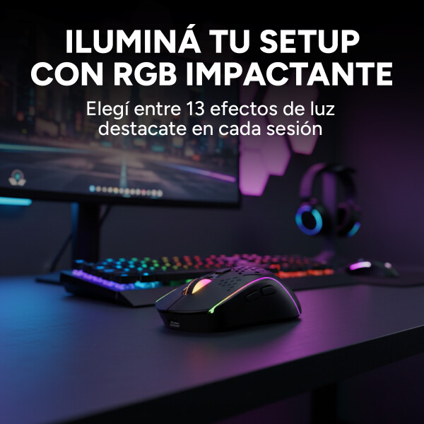 Mouse Gamer Inalambrico Xtrike Me 7 Boton 8000 Dpi Rgb Usb Color Negro