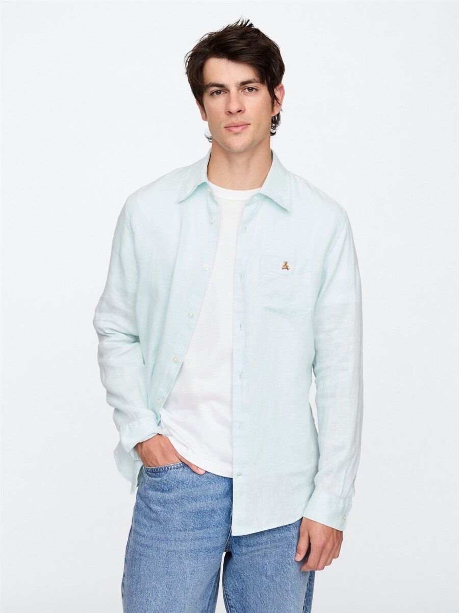 Camisa De Lino Oso Brannan Hombre - Azul 