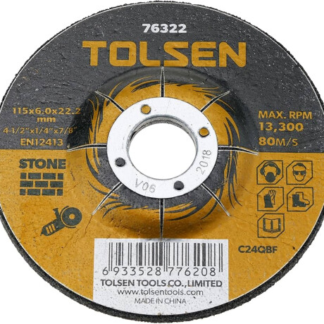 TOLSEN DISCO DE DESBASTE PARA PIEDRA 115X6.0X22.2MM Tolsen Disco De Desbaste Para Piedra 115x6.0x22.2mm
