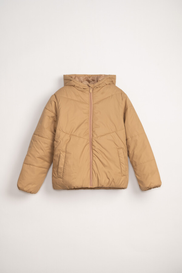 Campera abrigo capitoneada Tostado