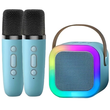 Set Micrófono X2+parlante Karaoke Diversión Infantil Celeste