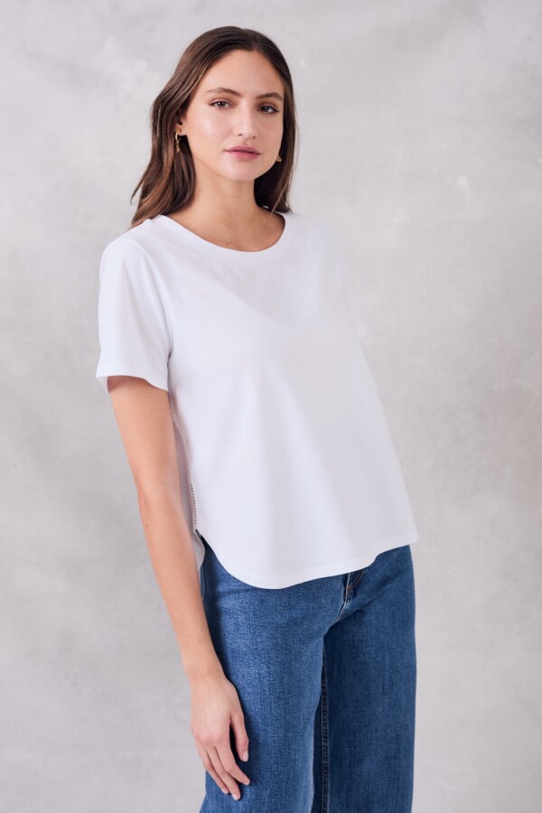 Remera Algodon Peinado Blanco