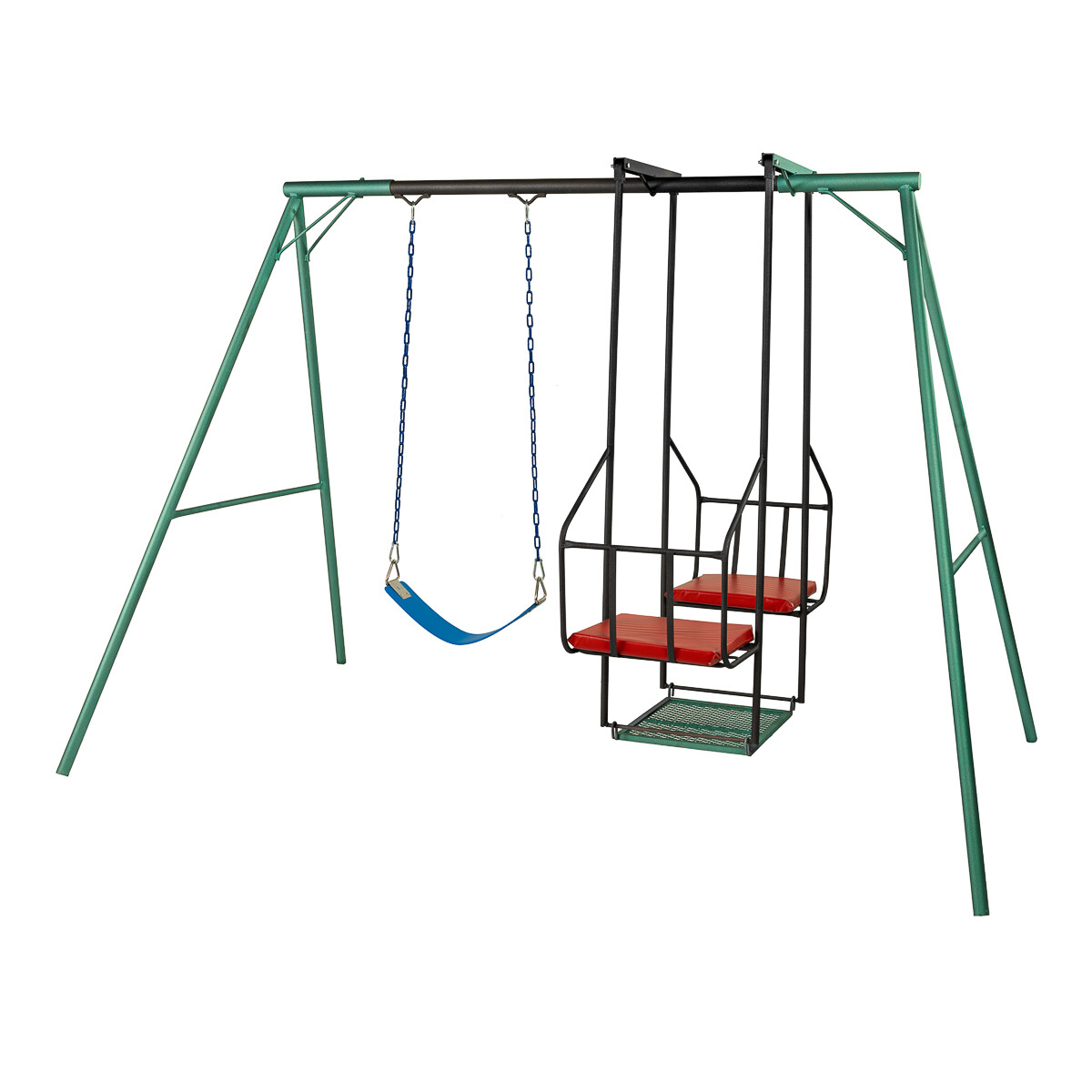 Hamaca de Plaza con silla doble y hamaca de cincha, altura 1,80 mts 