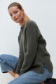Sweater Porto de cashmere verde oliva melange