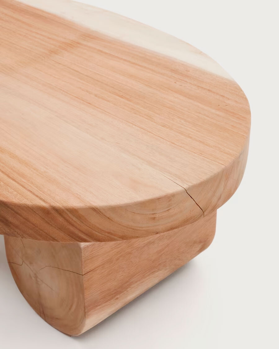 Mesa de centro Mosi de madera maciza de mungur Ø 90 x 60 cm