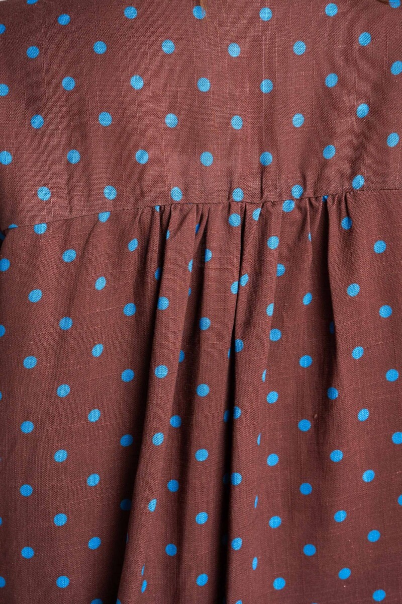 Blusa Con Lino Print Lunares Chocolate