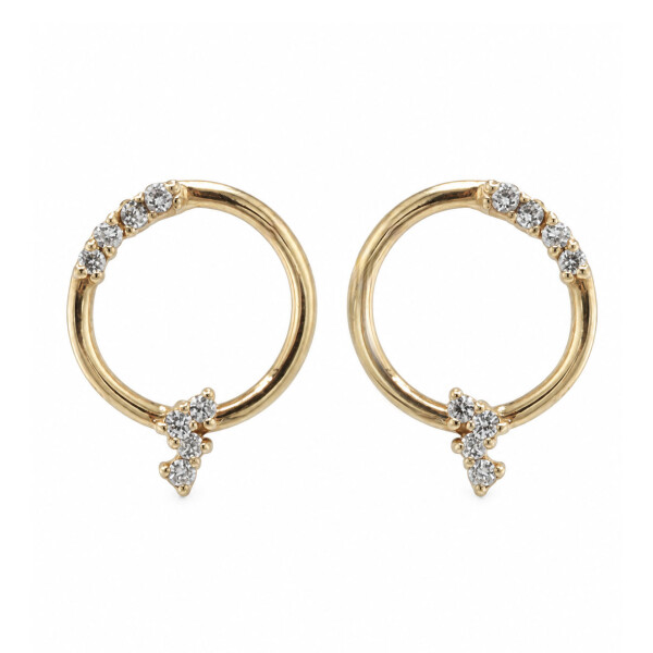 Caravanas Orbita de Oro Amarillo 18k con Brillantes Caravanas Orbita de Oro Amarillo 18k con Brillantes