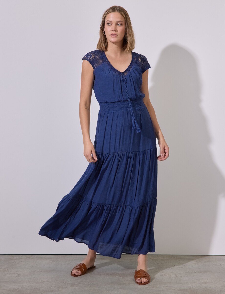 Vestido Maxi Encaje - Azul 