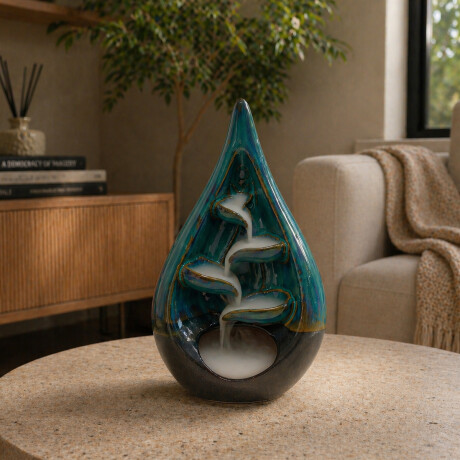 Porta Incienso cascada de cerámica para cono Gota Verde