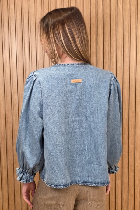 Camisa Flow Denim Celeste