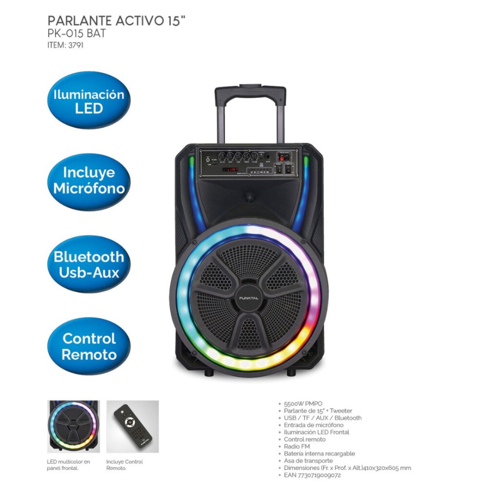 Parlante Activo Bluetooth Punktal 5500W c/ Microfono Parlante Activo Bluetooth Punktal 5500W c/ Microfono