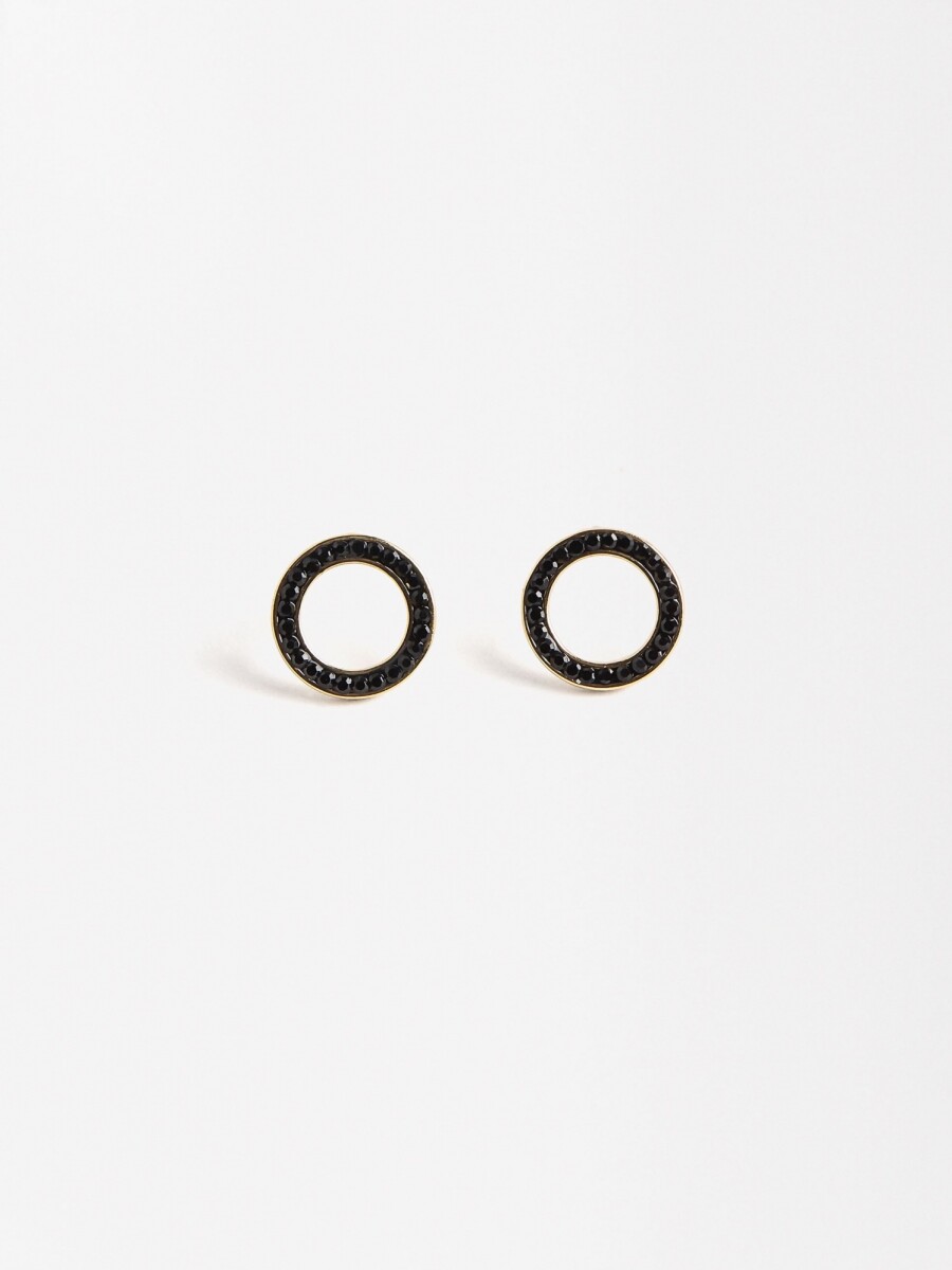 Pendientes De Aro Con Cristales negro