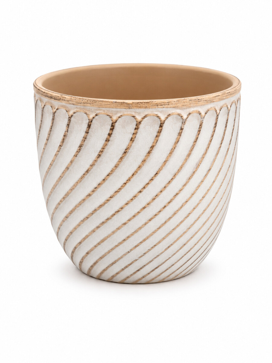 MACETA DECO ONDULADA - BEIGE 