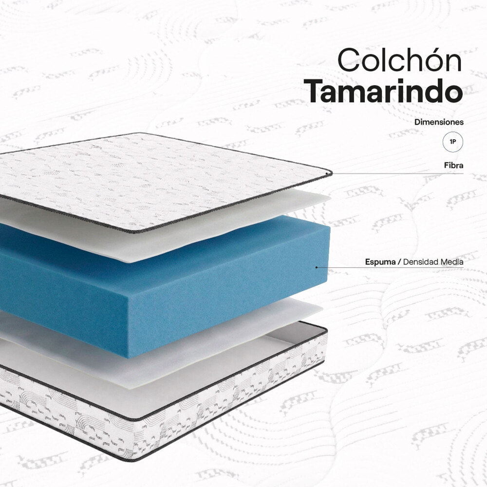 COLCHÓN 1 PLAZA ESPUMA BLANCO TAMARINDO