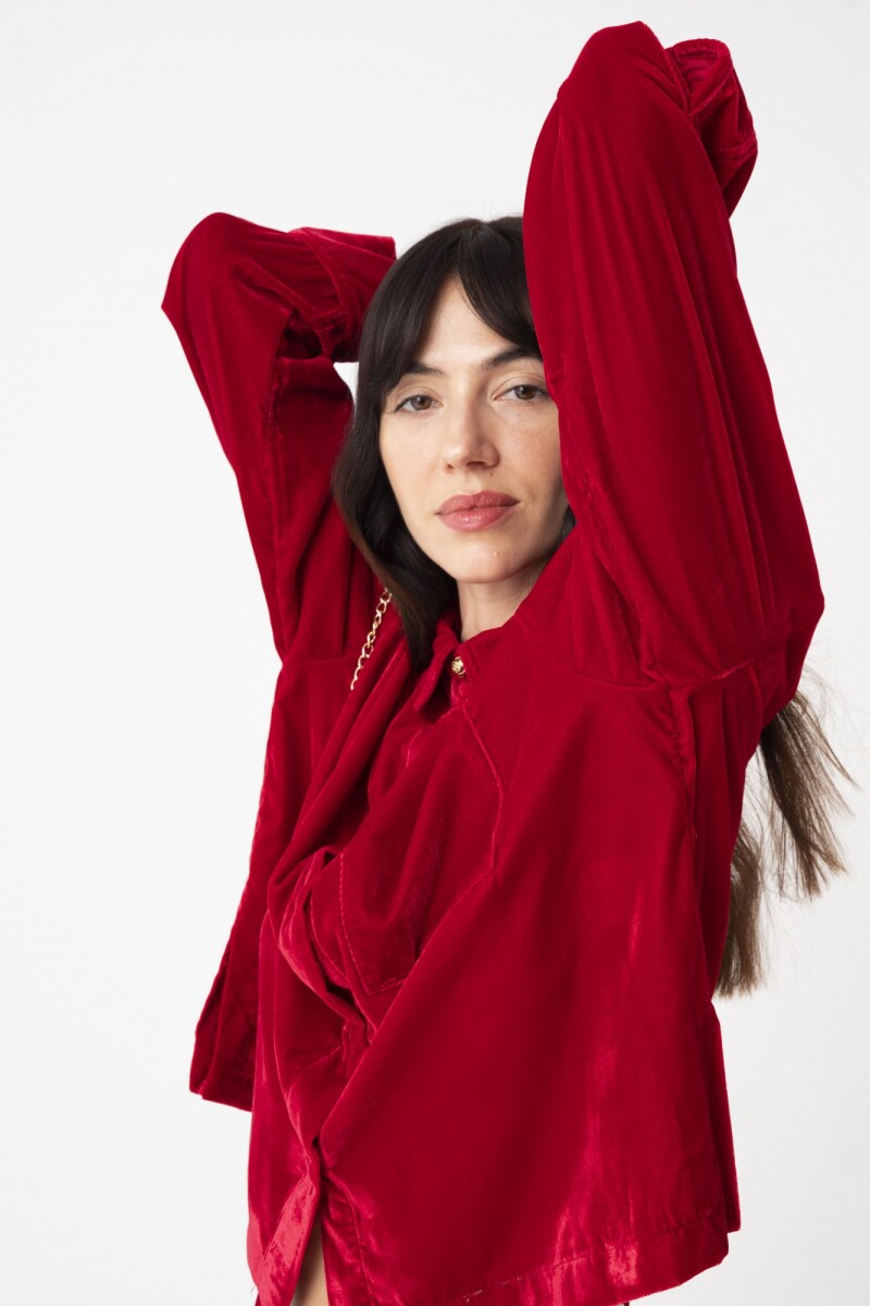 Camisa con bolsillos delantero Rojo