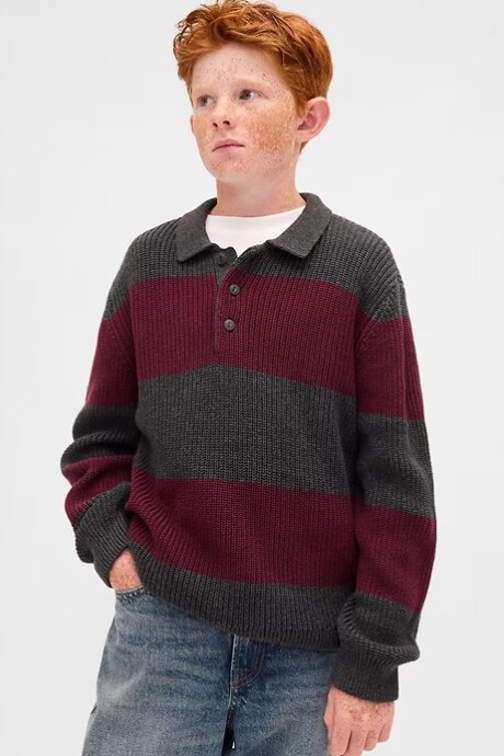 Buzo De Algodòn Cuello Polo Niño Red Stripes