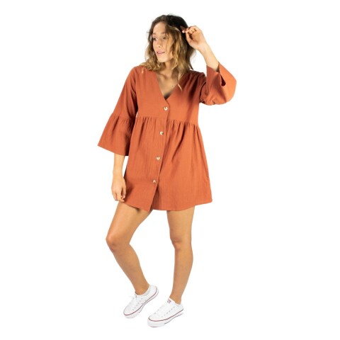 VESTIDO PLAYERO S-XXL TERRACOTA