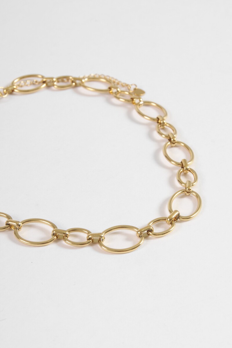 Collar acero cadena eslabones dorado