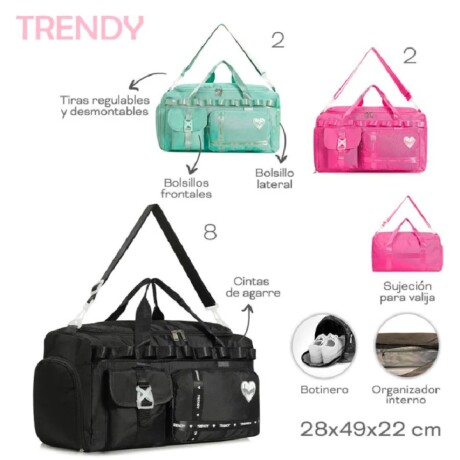 Bolso De Viaje Trendy Deportivo modelo Love Verde Agua