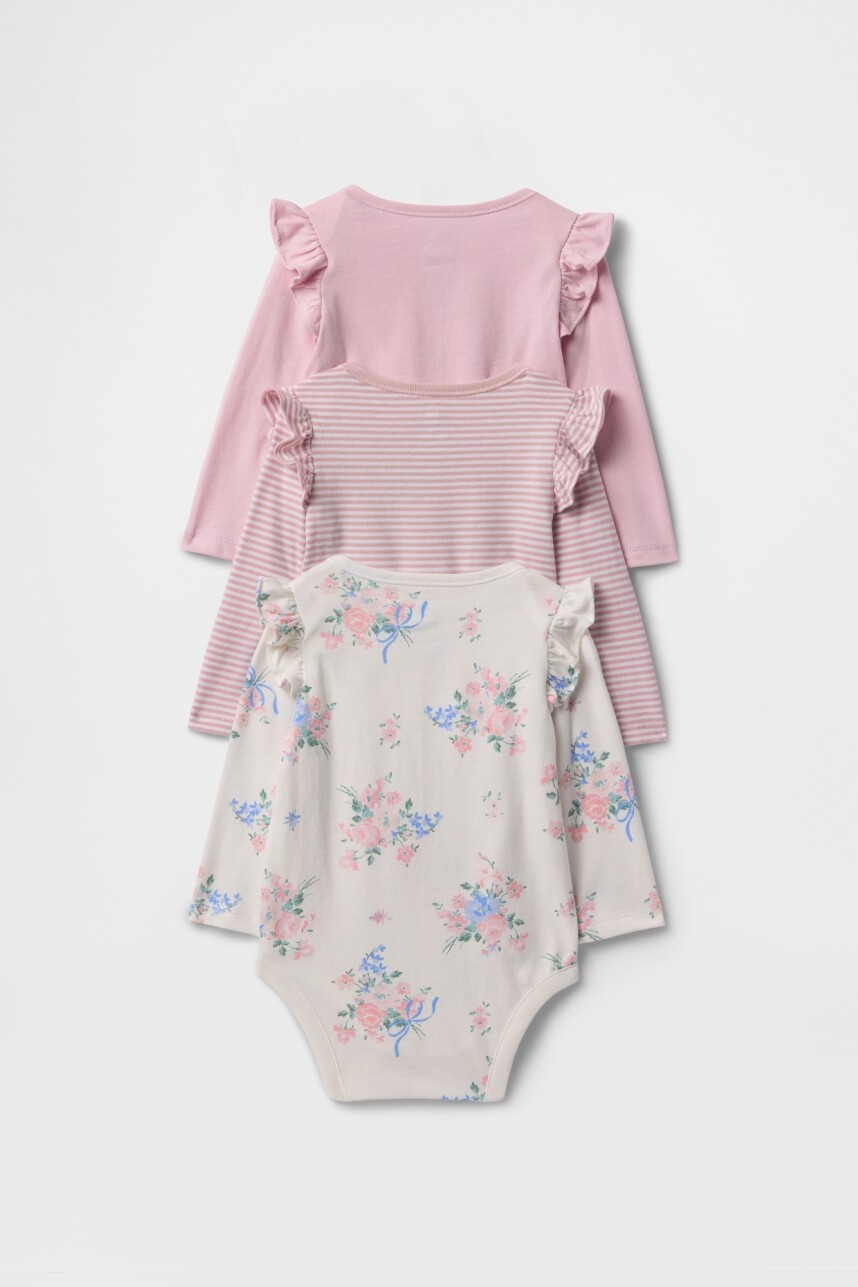 Bodies Pack X3 Manga Larga Bebe Rose Mist
