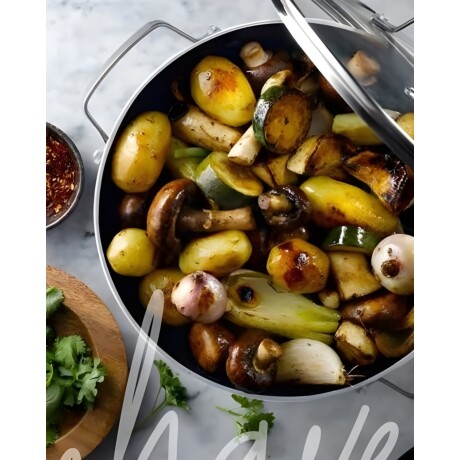 Set De Olla Con Tapa De 28x8cm + Sartén De 28x5cm Retro Gris Oscuro