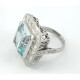 Anillo Oro 18K Diseño Antiguo Con Brillantes Y Agua Marina Anillo Oro 18K Diseño Antiguo Con Brillantes Y Agua Marina