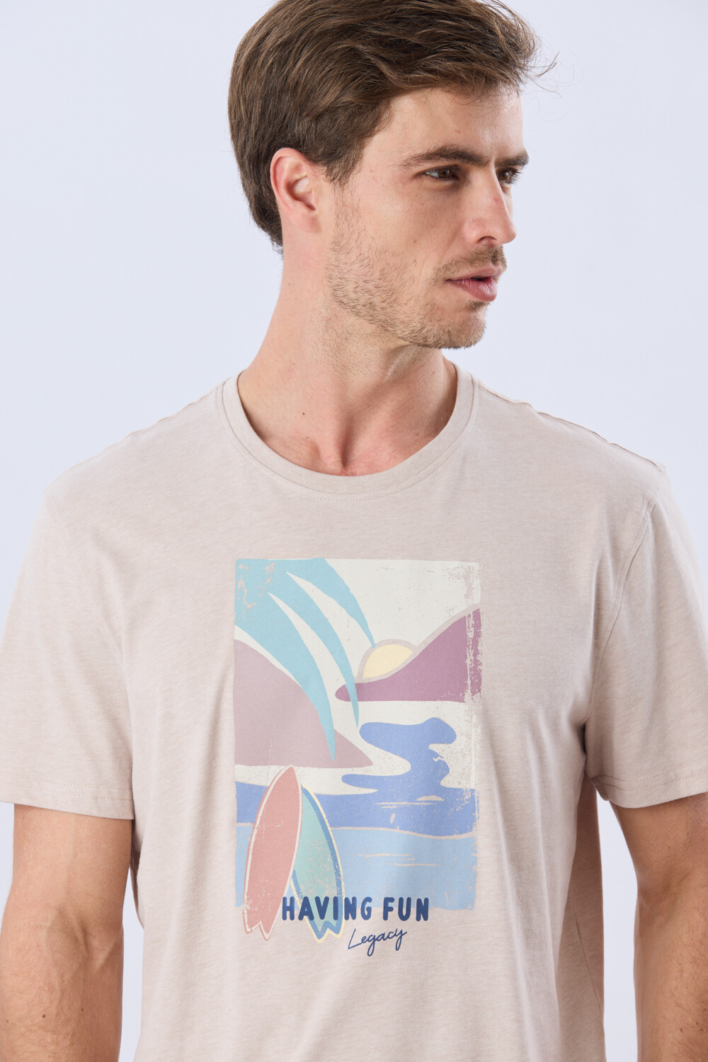 REMERA ESTAMPADA DE ALGODÓN Beige