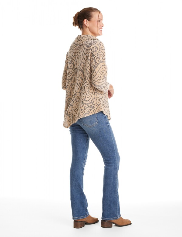 Buzo Labrado Flores BEIGE/MULTI