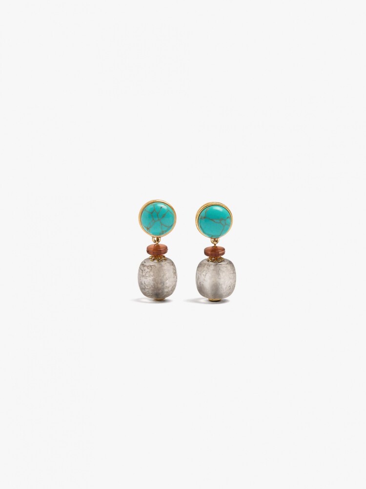 Pendientes Con Piedra Y Cuenta De Vidrio multicolor