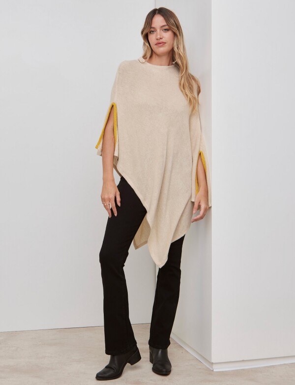 Poncho Ribete BEIGE