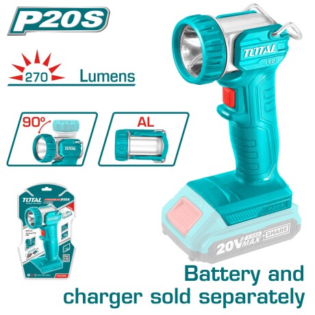 LINTERNA LED 20V 270LUM TOTAL INDUSTRIAL LINTERNA LED 20V 270LUM TOTAL INDUSTRIAL
