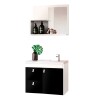 Mueble Baño Luna + Bacha + Espejo Premium 15mm Blanco Negro Mueble Baño Luna + Bacha + Espejo Premium 15mm Blanco Negro
