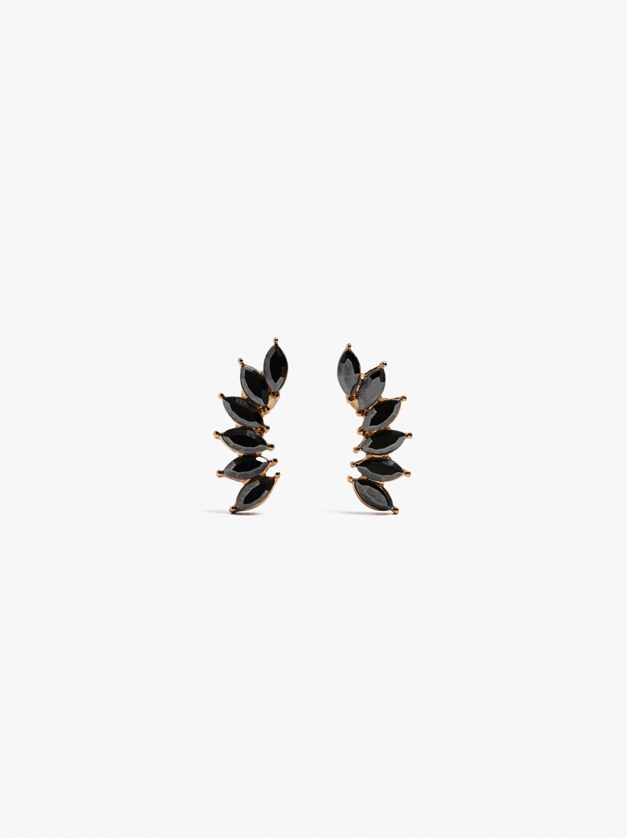 Pendientes Hojas Con Cristales - dorado 