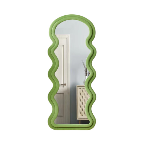 Espejo zig zag doble borde en tela 160 cm x 60 cm Verde
