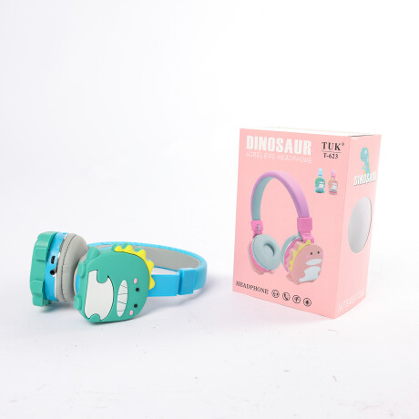 AURICULARES BLUETOOTH T-623 CON VINCHA DISEÑO DINOSAURIO AZUL AURICULARES BLUETOOTH T-623 CON VINCHA DISEÑO DINOSAURIO AZUL