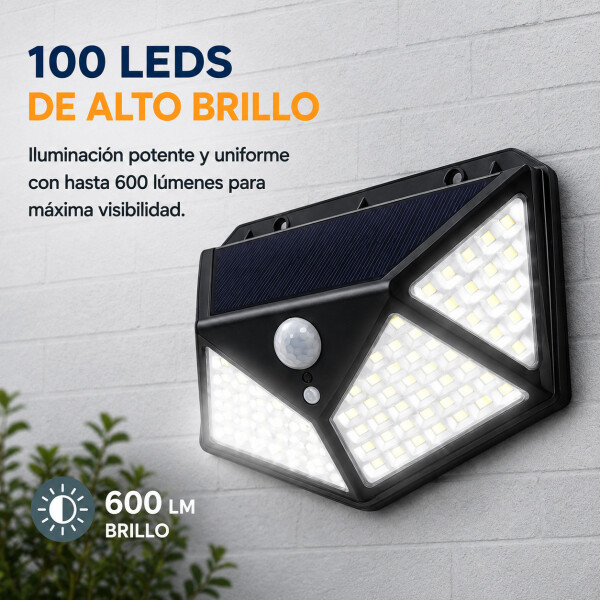 Foco Exterior Solar Sensor Movimiento Bateria 100 Leds Foco Exterior Solar Sensor Movimiento Bateria 100 Leds
