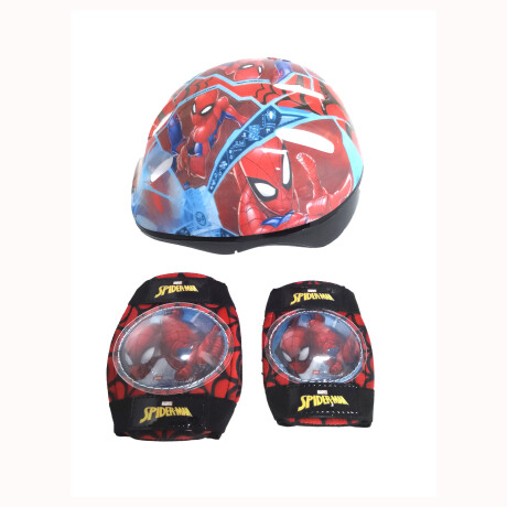 Set de Casco Rodilleras y Coderas Spiderman