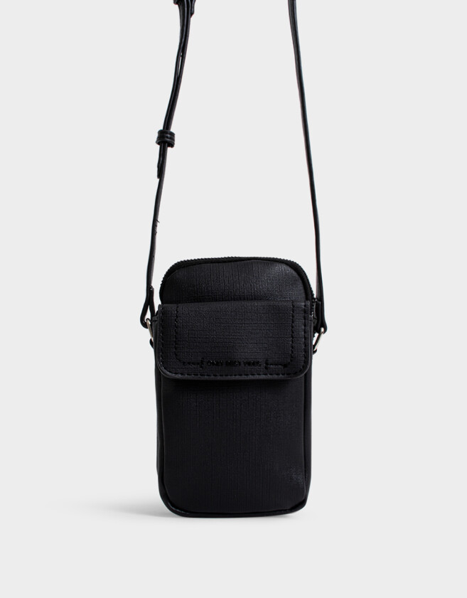 Complemento Marroquinería Color Block Pouch De Cuerina Con Solapa - Negro