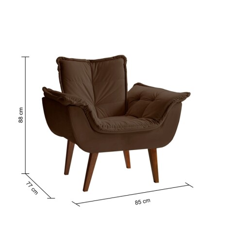SILLON Butaca MALU Poltrona con asiento y espaldar de espuma revestido en terciopelo - Marrón SILLON Butaca MALU Poltrona con asiento y espaldar de espuma revestido en terciopelo - Marrón