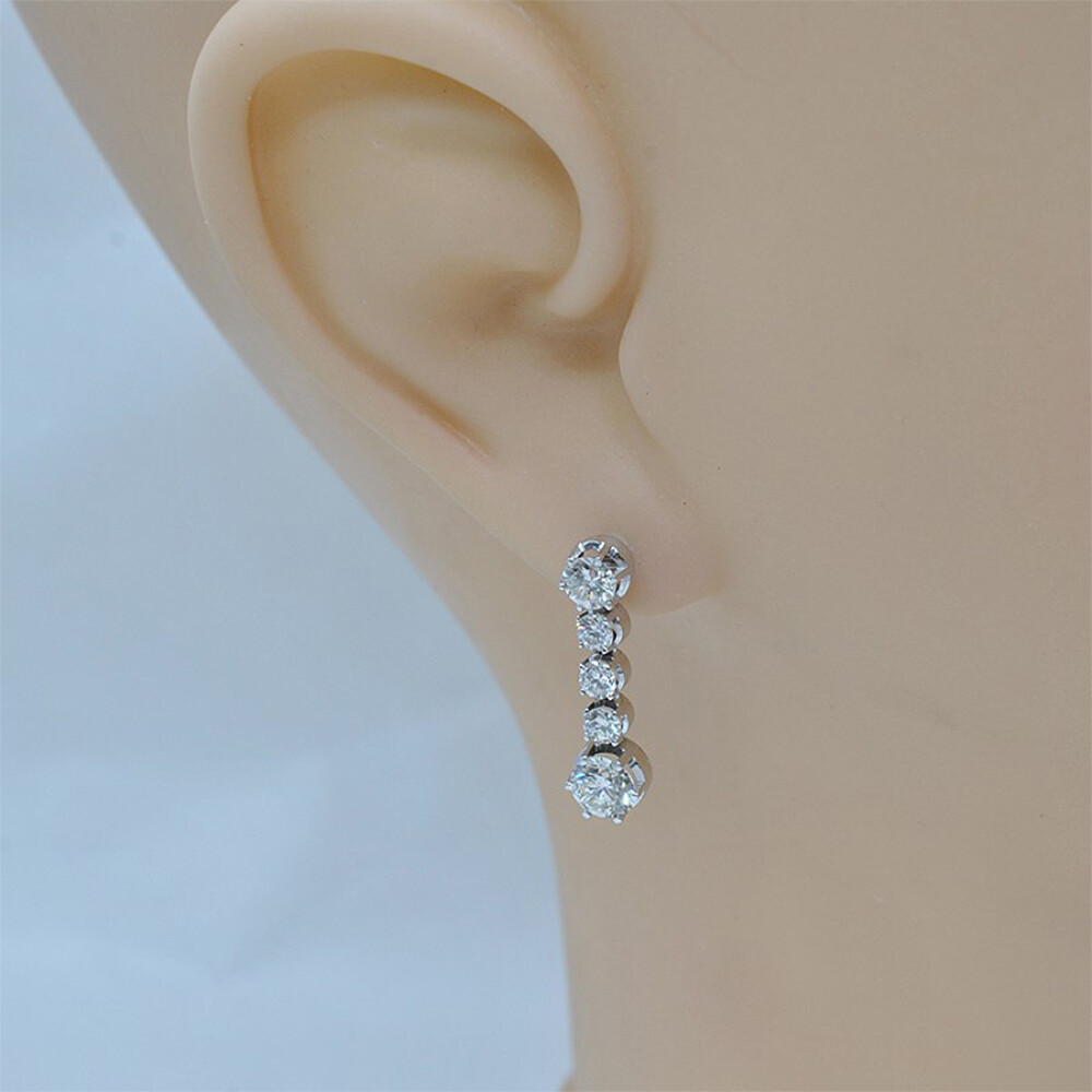 Par De Caravanas En Diamantes 2,10 Ct Y Oro Blanco 18K. Circa 1960-1980´S Par De Caravanas En Diamantes 2,10 Ct Y Oro Blanco 18K. Circa 1960-1980´S