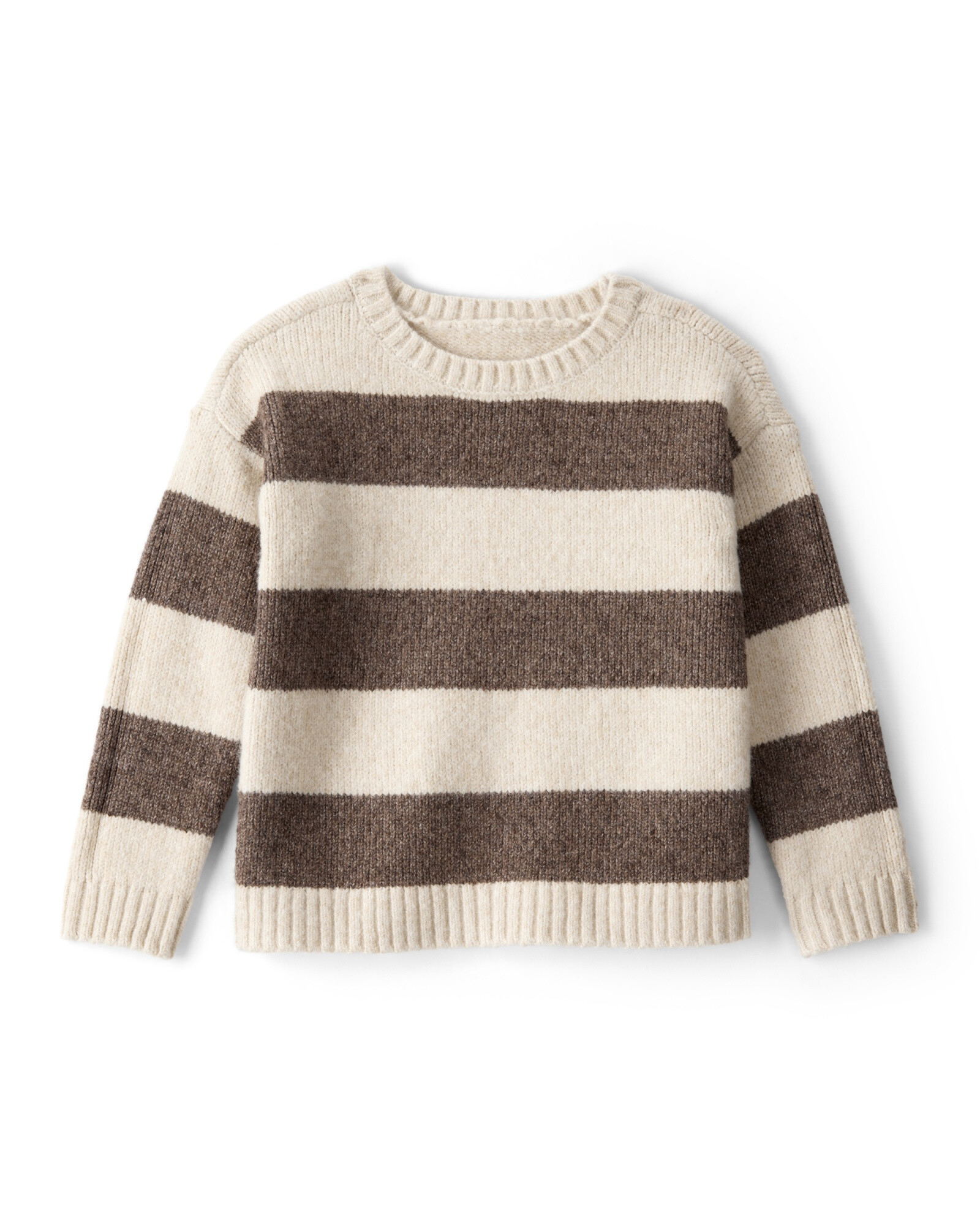 Buzo de punto, diseño a rayas crema y marrón Sin color