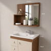 Mueble Baño Luna + Bacha + Espejo Premium 15mm Blanco Nogal Mueble Baño Luna + Bacha + Espejo Premium 15mm Blanco Nogal