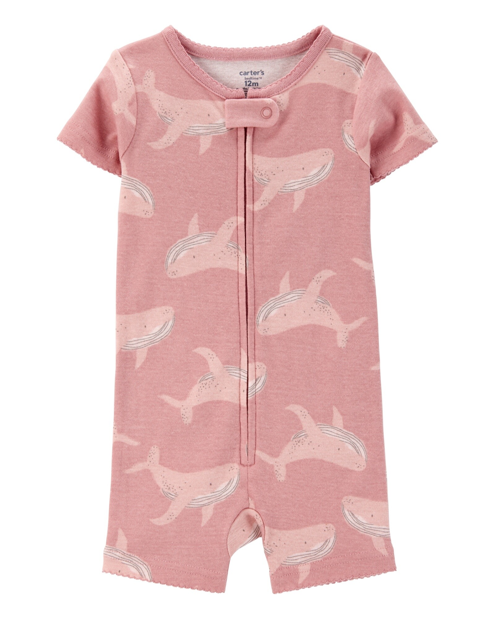Pijama corto una pieza de algodón, diseño ballenas Sin color