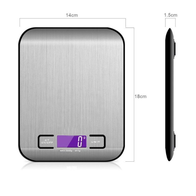 Balanza digital de cocina en acero inoxidable GRIS